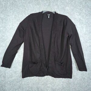 Jones New York Women's Knit Long Sleeve Long Cardigan Sweater Black Size M